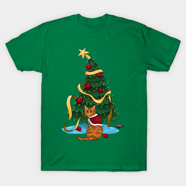 Christmas Kitty T-Shirt by SarahWrightArt